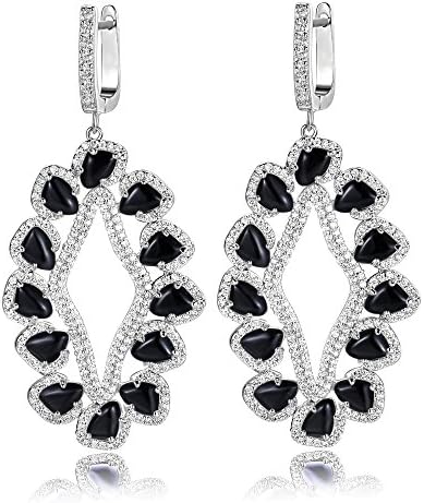 18ct Gold Plated Ladies Earrings.! Crystal Black Designer Ladies Earrings. Womens Jewelry. (Davine) LATEST TREND