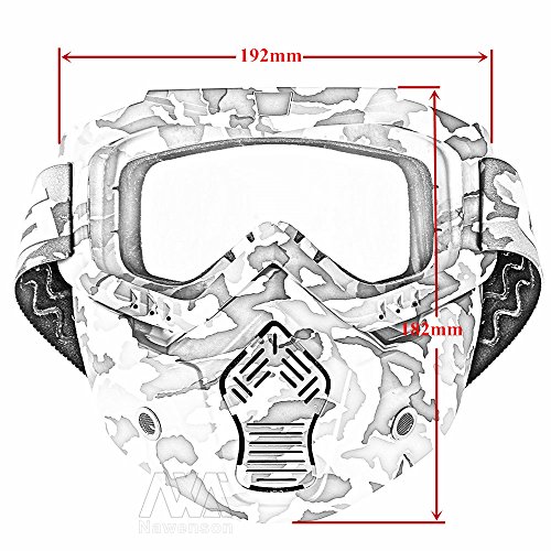 Nawenson New Mortorcycle Mask Detachable Goggles and Mouth Filter for Open Face Helmet Motocross Ski Snowboard