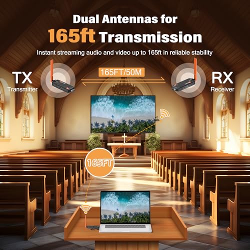 2026 Wireless HDMI Transmitter and 4 Receivers Up to 6 TVs, 5G Plug & Play Viewing Via APP, 1080P@60Hz with 4K Streaming Video for Laptop, Camera, Monitor, Projector – 50M