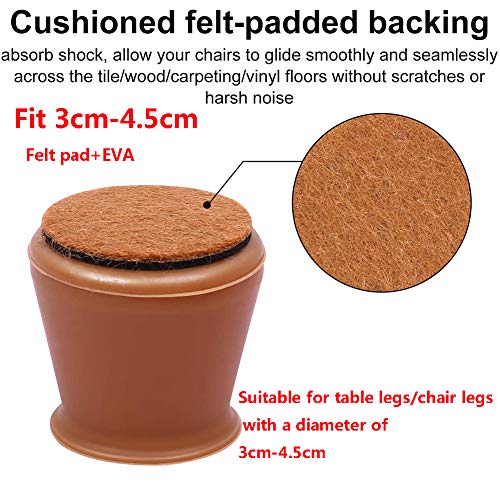 Stuhl Fußabdeckung-24 Stück Möbel Stuhl Beine Kappen, Silikon Stuhl Beine Schutz rutschfeste runde Beine Schutz Bodenbelag, verhindert Kratzer und Geräusche (Brown-24)