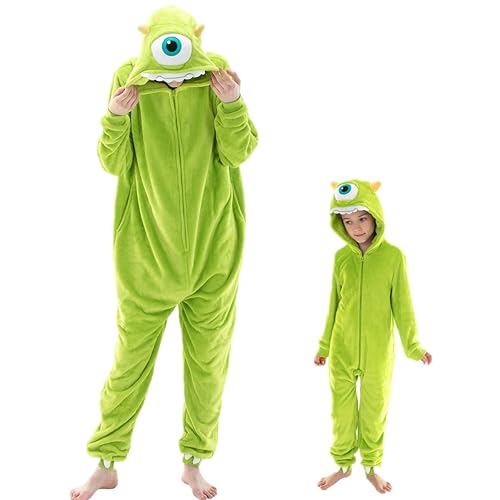 COSUSKET Snug Fit Unisex Adult Onesie Pajamas, Flannel Cosplay Animal One Piece Halloween Costume Sleepwear Homewear Light Green
