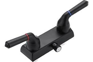 PUREHAVEN Camper Shower Dual Faucet, RV Shower Faucet Replacement,RV Shower Faucet Valve Diverter with Winged Levers,Camper Bathroom Faucet Valve Diverter with Classical Handles(Black)
