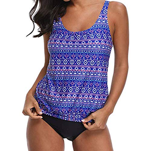 iYBUIA Women's Print Sexy Bikini Set Swimsuit Push Up Swimwear Beachwear Plus Size Blue