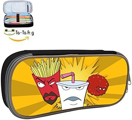 Aqua Teen Hunger Force Pencil Case, Homecube Big Capacity Pen Bag Makeup Pouch Durable Students Stationery With Double Zipper,Black