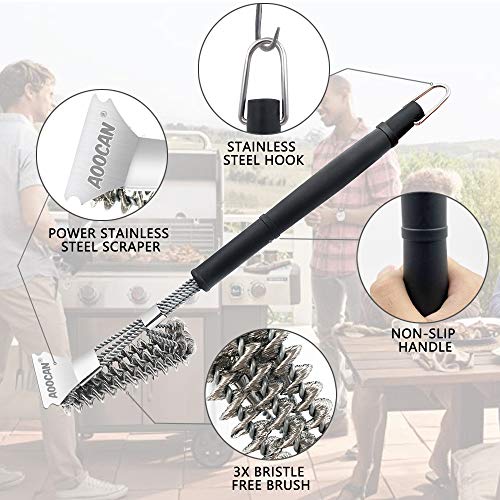 Aoocan Grill Brush and Scraper Bristle Free 18'' Stainless Steel BBQ