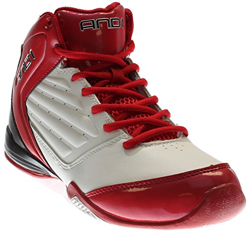 AND 1 Men's Master 2 Mid White/Varsity Red/Black Basketball Shoe - 10.5 D(M) US