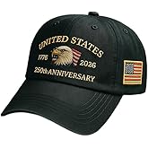 Efdaf USA 250th Anniversary Hat, Adjustable 250th Anniversary Printed Patriotic Baseball Caps, Tribute Retro Washed Hat