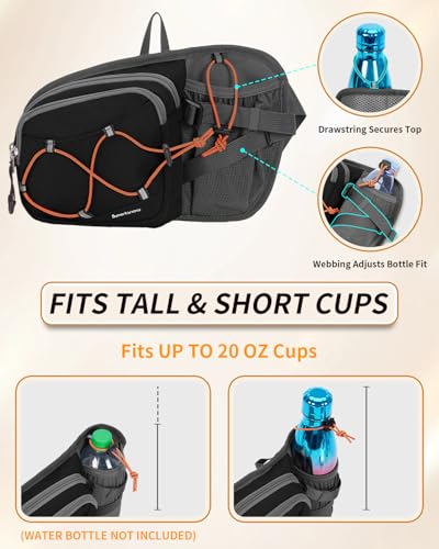 Sportsnew Bum Bag Fanny Pack with Water Bottle Holder, 2L Light Waist Bag, Water-Resistant for Hiking Running Cycling Dog Walking Travel