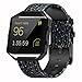 Henoda Compatible with Fitbit Blaze Bands Leather Small Large Strap Smart Fitness Watch Band Women Men (A Stone Black Band and Black Frame, Large)