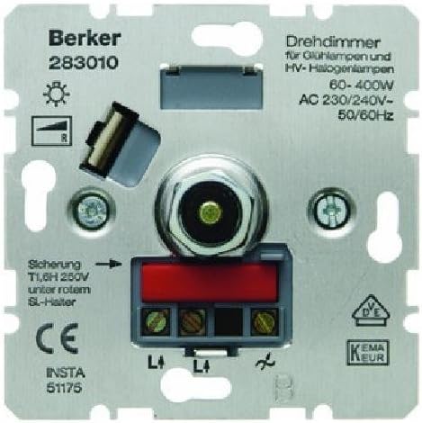 Hager – Incandescent Push-Button Dimmer Switch Rotary 60 – 400 W