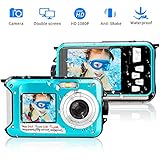 Underwater Camera 24.0MP Waterproof Digital Camera Full HD 1080p Selfie Dual Screen Video Recorder Point and Shoot Digital Camera Waterproof Camera for Snorkeling