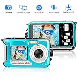 Underwater Camera 24.0MP Waterproof Digital Camera Full HD 1080p Selfie Dual Screen Video Recorder Point and Shoot Digital Camera
