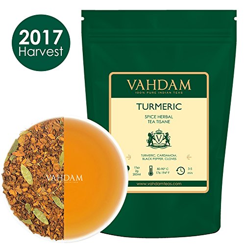 Turmeric Spice Chai Tea (100 Cups) India's Ancient Medicine Blend of Turmeric & Garden Fresh Spices, ABUNDANT IN ANTI-OXIDANTS & PHYTO-NUTRIENTS, Turmeric Tea, Packed in India, 7oz