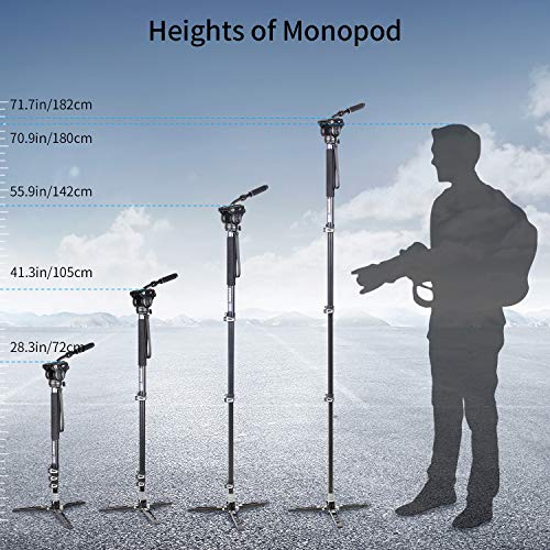 Video Monopod Kit INNOREL Professional Aluminum Fluid Head Monopod with Removable Tripod Base for DSLR Telescopic Camera Camcorders,Plus 1 Extra Sliding Plate