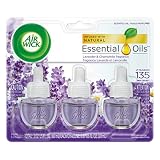 Air Wick plug in Scented Oil 3 Refills, Lavender & Chamomile, (3X0.67oz), Essential Oils, Air Freshener