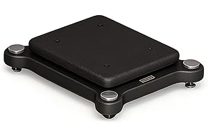 Compact low-profile subwoofer isolation stand with adjustable spikes, rubber feet, 2-level speaker platform, stabilizer base,