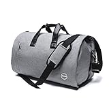 Pretigo Garment Bag for Travel Suit Bag Duffle for Men Weekender Handbag with Shoe Compartmen Grey