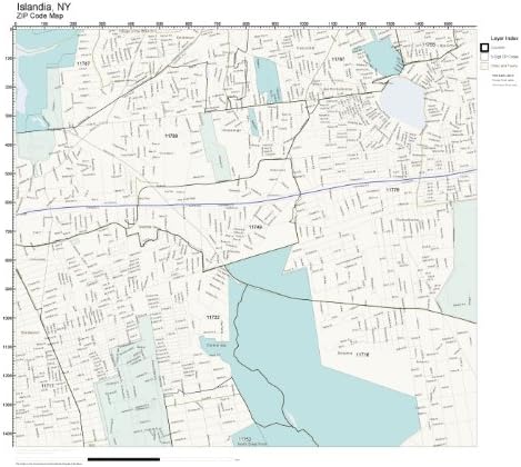 Amazon Com Zip Code Wall Map Of Islandia Ny Zip Code Map Not Laminated Home Kitchen
