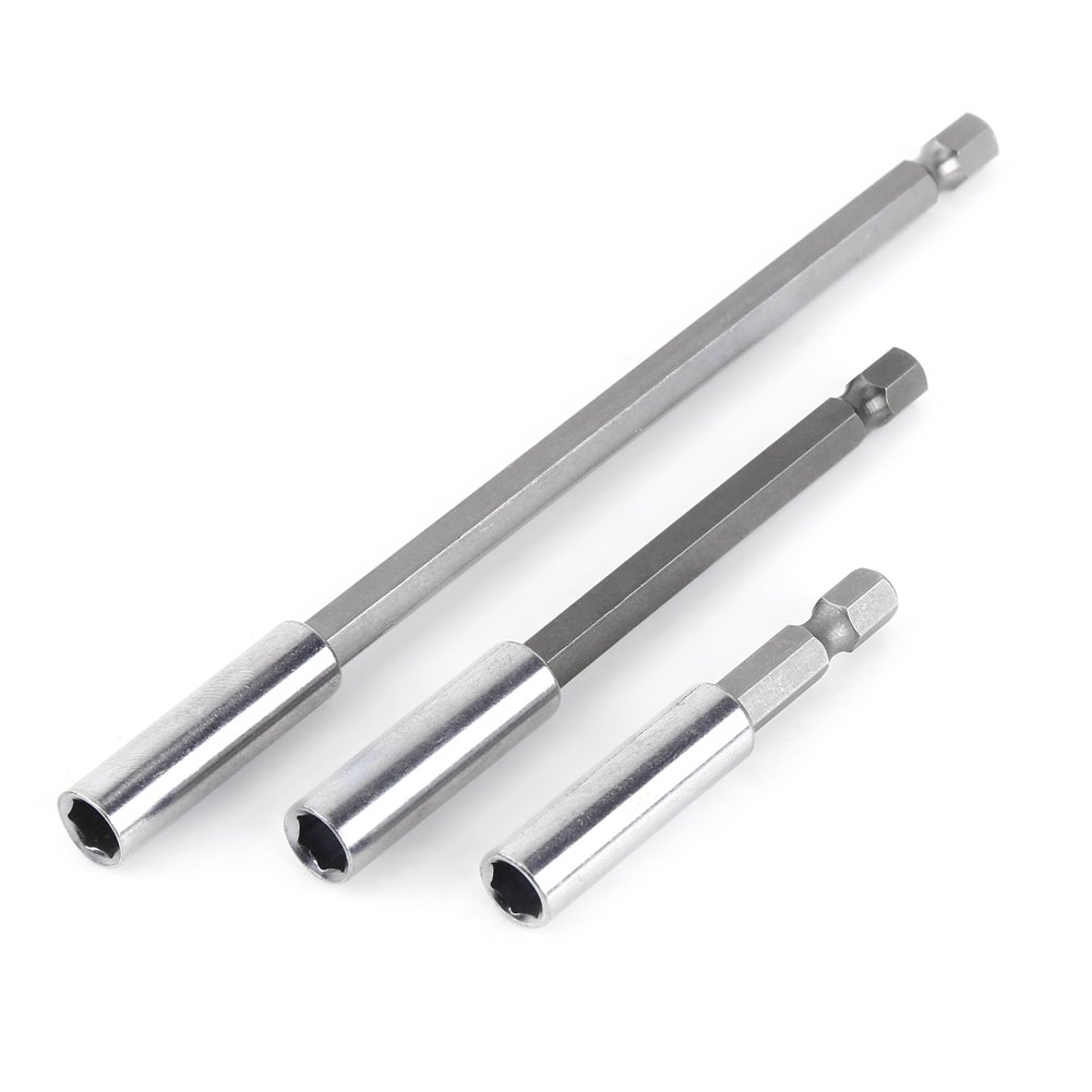 Electric Drill Screwdriver Extension, 1/4 Inch Hex Shank Magnetic Drill Extension Holder, Drill Extension Rod, 3 Pieces for Most Electric Screwdrivers, Drills and Bits