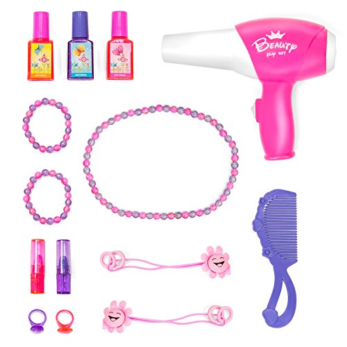 Best Choice Products 2-in-1 Kids Vanity Set Girls Toy Set w/ 16-Piece Beauty Accessories, Functional Piano Keyboard & Flashing Lights - Thumbnail 5