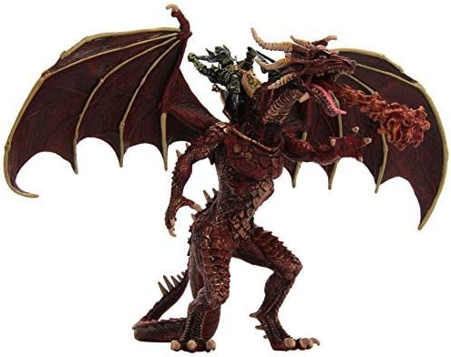 Red Fire-breathing Dragon with Rider Figurine by Childrensalon