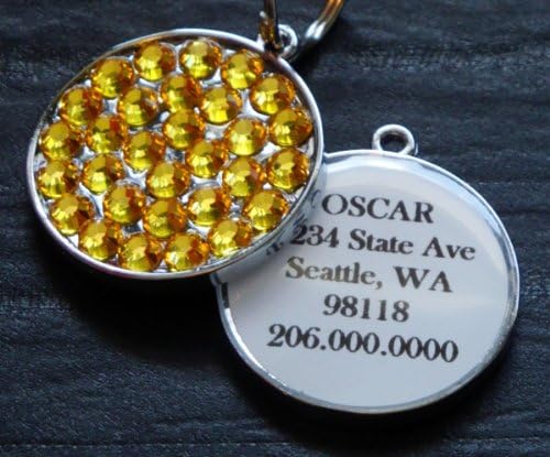Light Topaz Swarovski Rhinestone Pet ID Tag