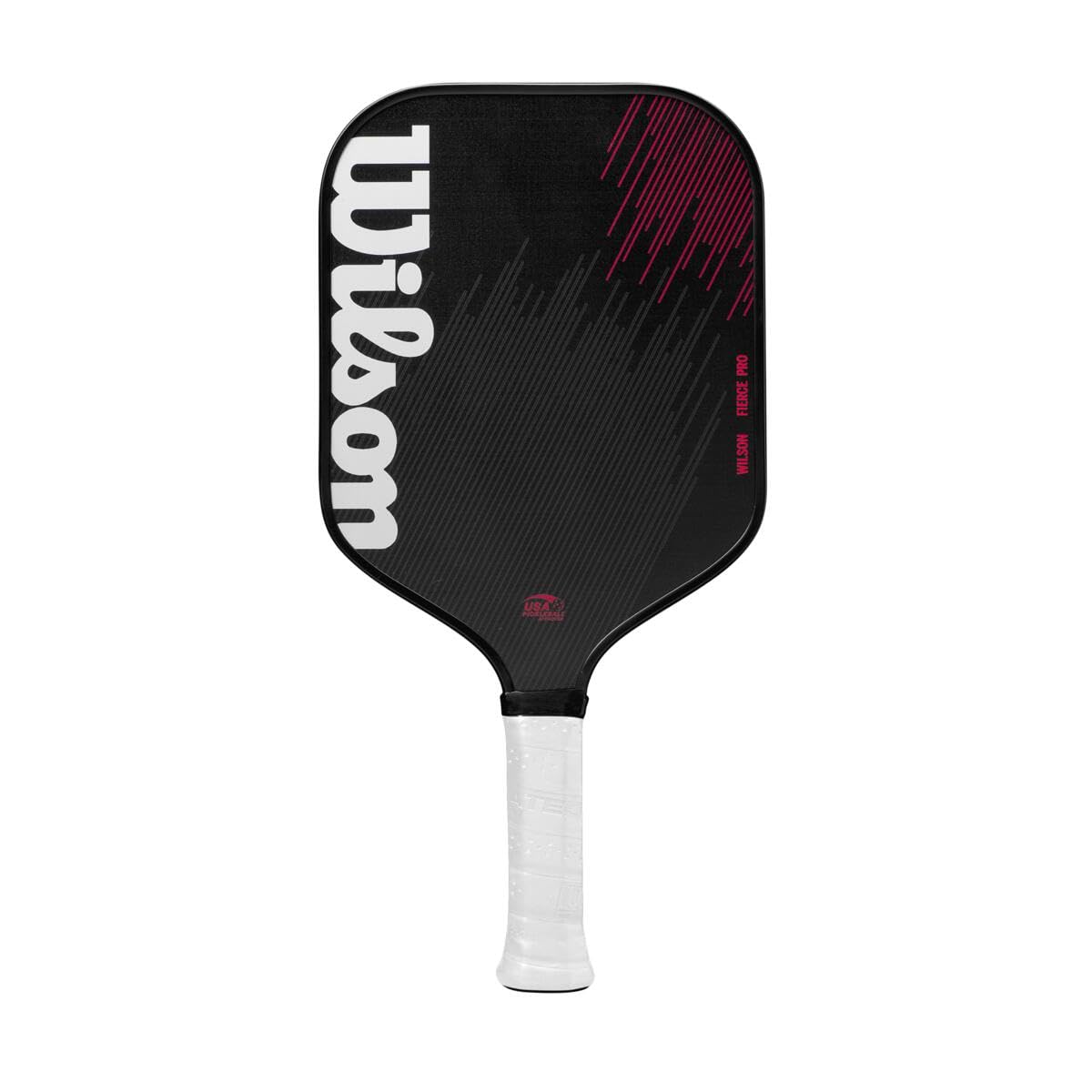 Wilson Fierce Pro 13 Pickleball Padel Racket, Made of Carbon Fibre Texture, Single Piece Constriction and Hybrid Design, With an Extended Handle Length, Colour: Black/Red, Size: 2