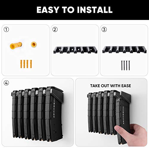 vivi min Solid ABS 6X Standard AR15 PMAG Wall Mount,Gun Mag Holder