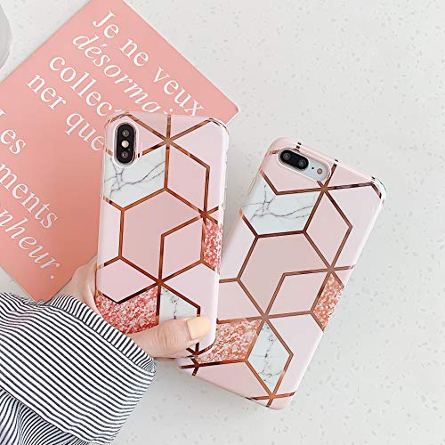 Geometric Marble iPhone XR Case, Slim Thin Glossy Soft Flexible