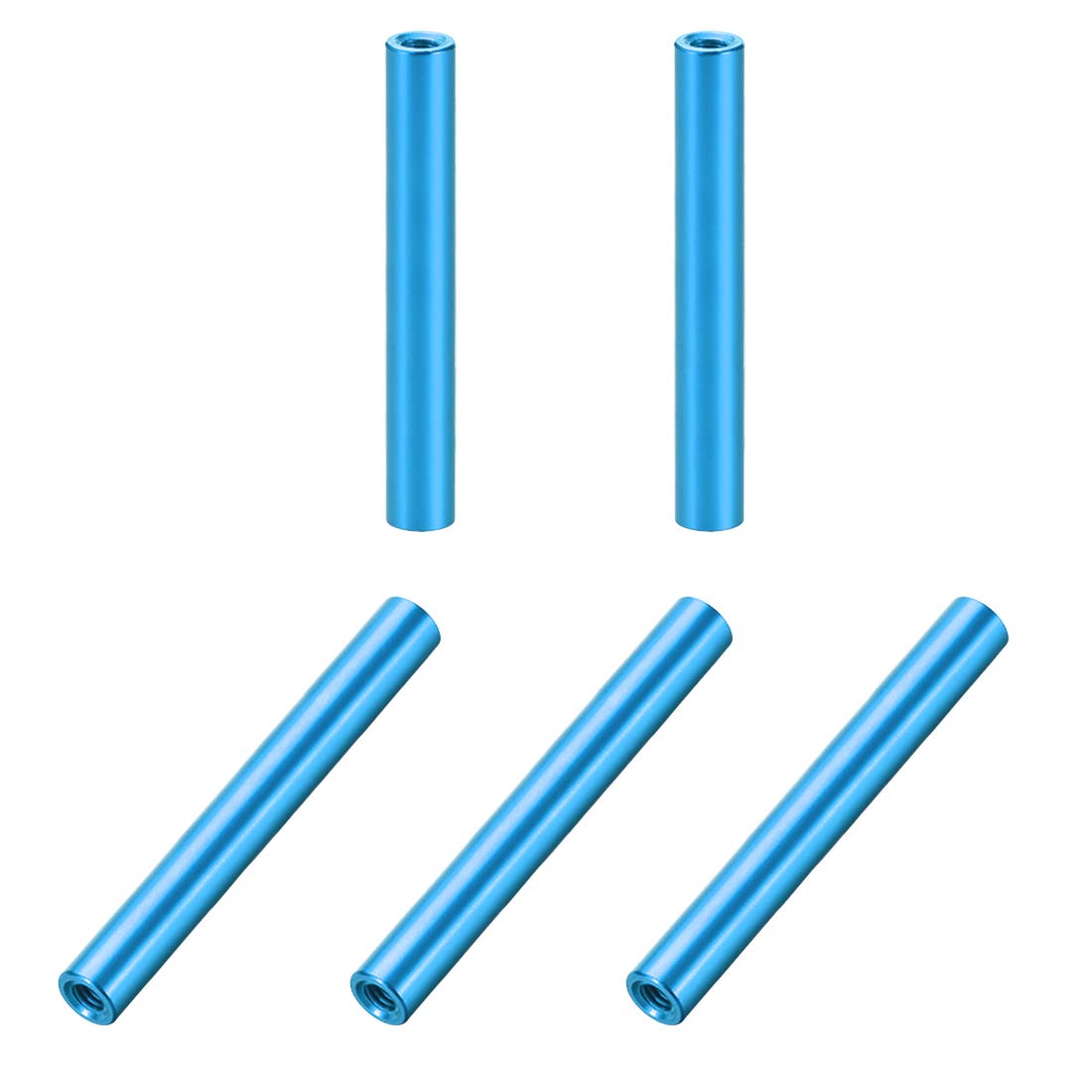 sourcing map 5 Pcs M3x35mm Round Aluminum Standoff Column Spacer Female Aqua Blue for Drone FPV Quadcopter Racing RC Multirotors Parts DIY