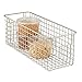 mDesign Narrow Farmhouse Decor Metal Wire Food Storage Organizer Bin Basket with Handles for Kitchen Cabinets, Pantry, Bathroom, Laundry Room, Closets, Garage - 16