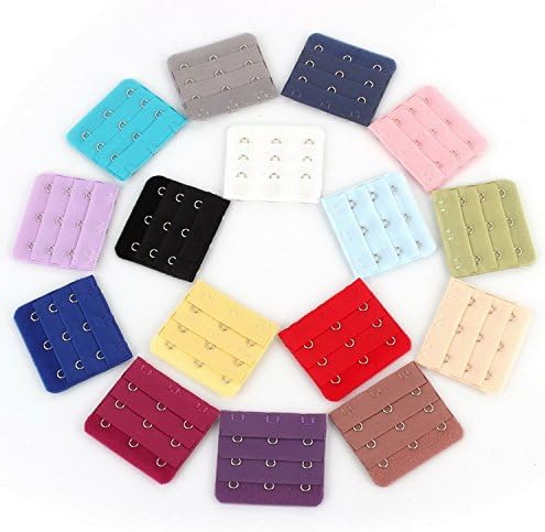 CELLTEK® 16PCS Assorted Colors 3-Hook 3 Rows Spacing Women Bra Extender Strap