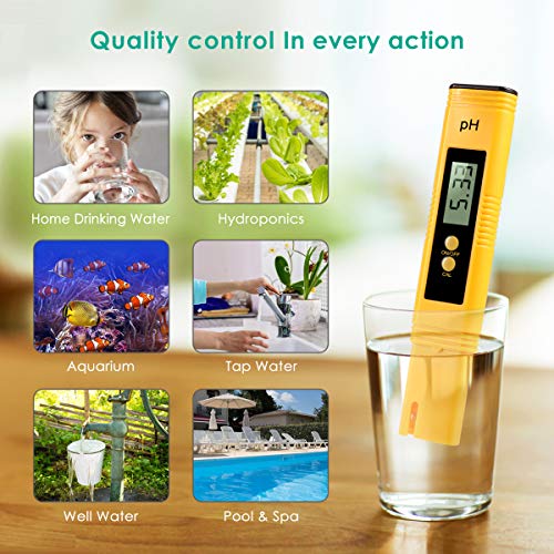 Lambow Digital PH Meter, PH Meter 0.01 PH High Accuracy Water Quality Tester with 0-14 PH Measurement Range for Household Drinking, Pool and Aquarium Water PH Tester Design with ATC - Thumbnail 3