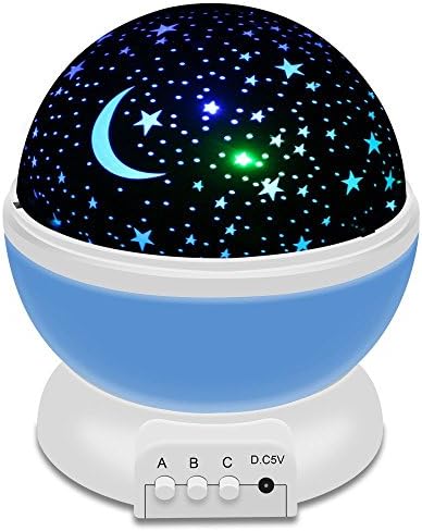 Arifaz Starry Night Light Lamp, Starry Sky Moon Night Light Projector 4 LED beads 360 Degree Romantic Lamp Relaxing Mood Light Projector Baby Nursery Bedroom Children Room Christmas Gift (Blue)