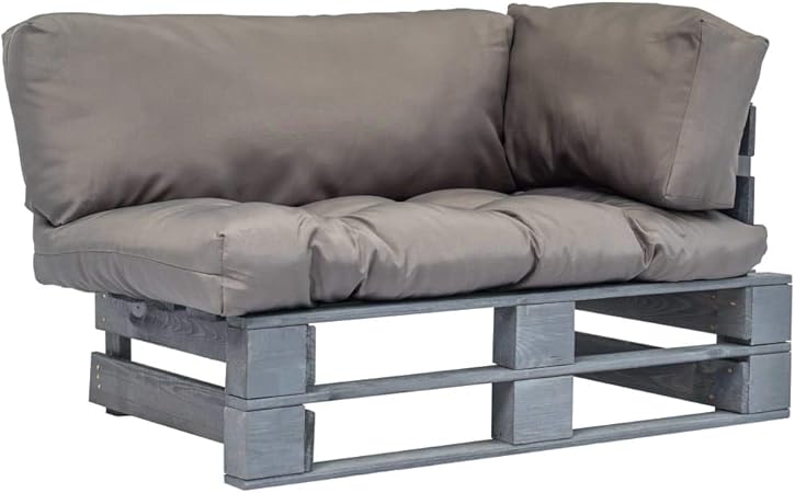 Vidaxl Canapé De Jardin Palette Coussins Gris Bois Gris Fsc