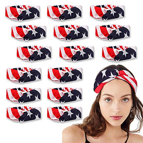 image for 15 PCS American Flag Headbands 4th of July USA Flag Printed Bandanas P