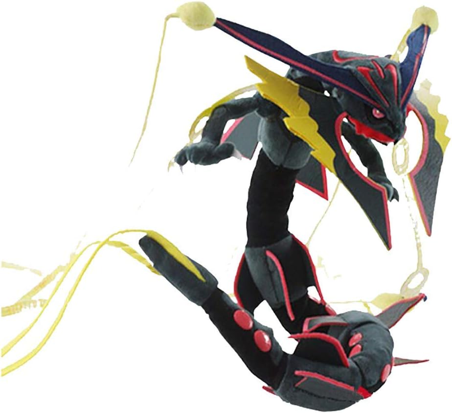 YUAI Anime Rayquaza Plush Toy Pikachu Series Soft Stuffed Animal Doll Children Gift (black)