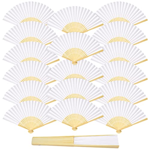 ZOOI Wedding Fans, Pack of 18 White Hand Fans, Wedding Decoration, Folding Fans, Guest Gift, Fecher, Summer Wedding, Wedding Decoration, Hand Fan, Asian Decoration for Birthday Party, Wedding, Wall Decoration
