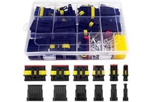Twippo 372Pcs Waterproof Automotive Electrical Connectors Quick Connect and Disconnect Wire Connector Terminals 1/2/3/4/5/6 Pin Connectors Kit (18 Sets)