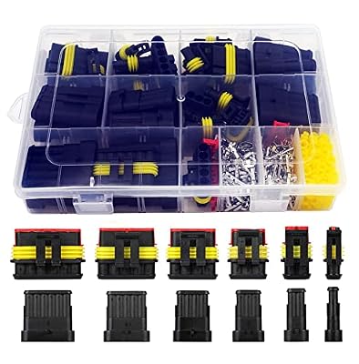Twippo 372Pcs Waterproof Automotive Electrical Connectors Quick Connect and Disconnect Wire Connector Terminals 1/2/3/4/5/6 Pin Connectors Kit (18 Sets)