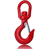 WENHUALI 1 Ton Swivel Lifting Hook Heavy Duty, Round Rotating Hook with Safety Latch, High Quality Alloy Steel Resistant Corrosion for Lifting Chains Port Transportation Factory 1T 2T 3T 5T