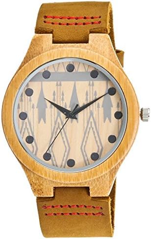 iPerry Womens Bamboo Wooden Watches Japan Quartz Movement Wood Wrist Watches Leather Strap Casual Watch