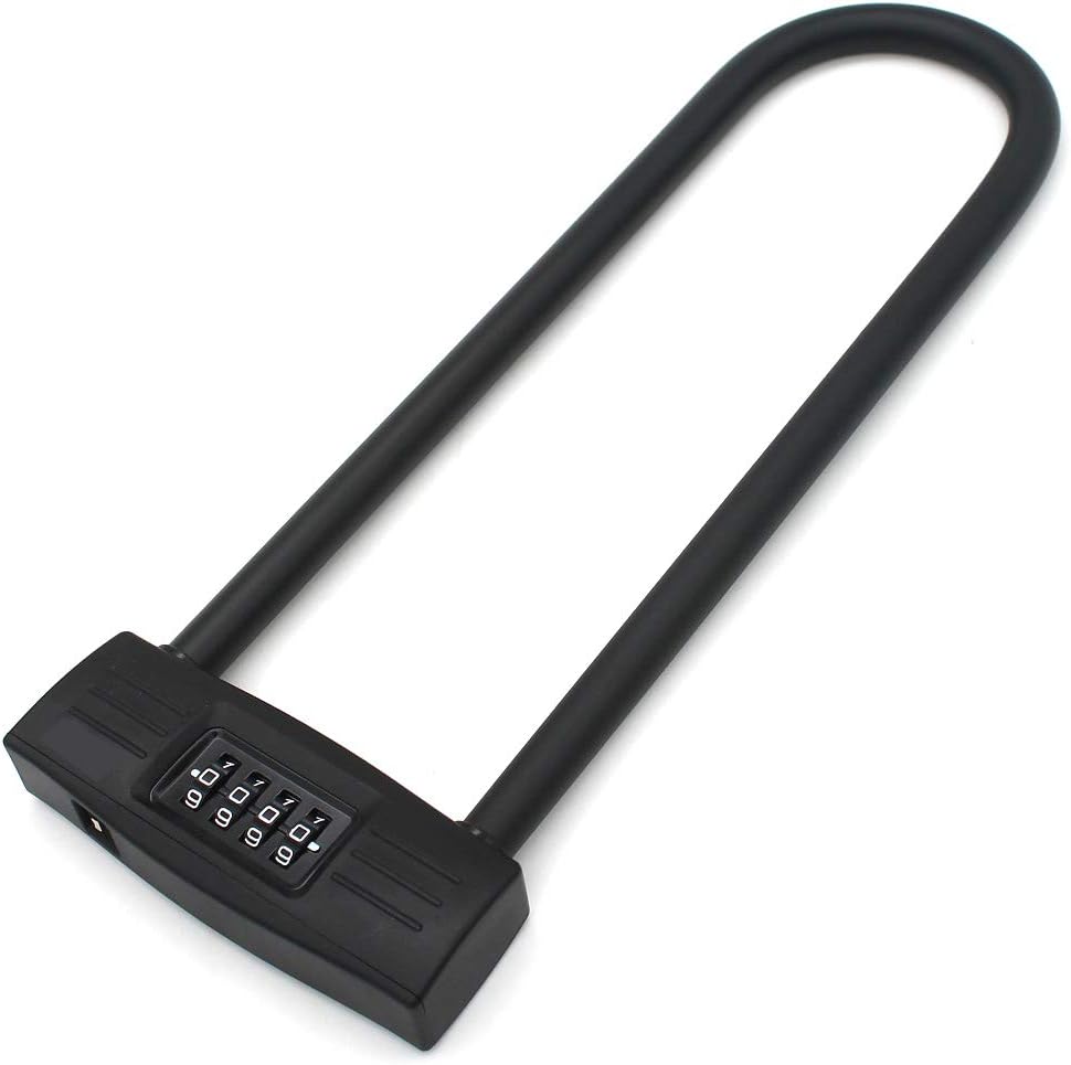 4 Digit U Lock Motorcycle Lock/Bike Lock, Resettable Combination U Lock/D Lock for Bicycles/Gate Lock