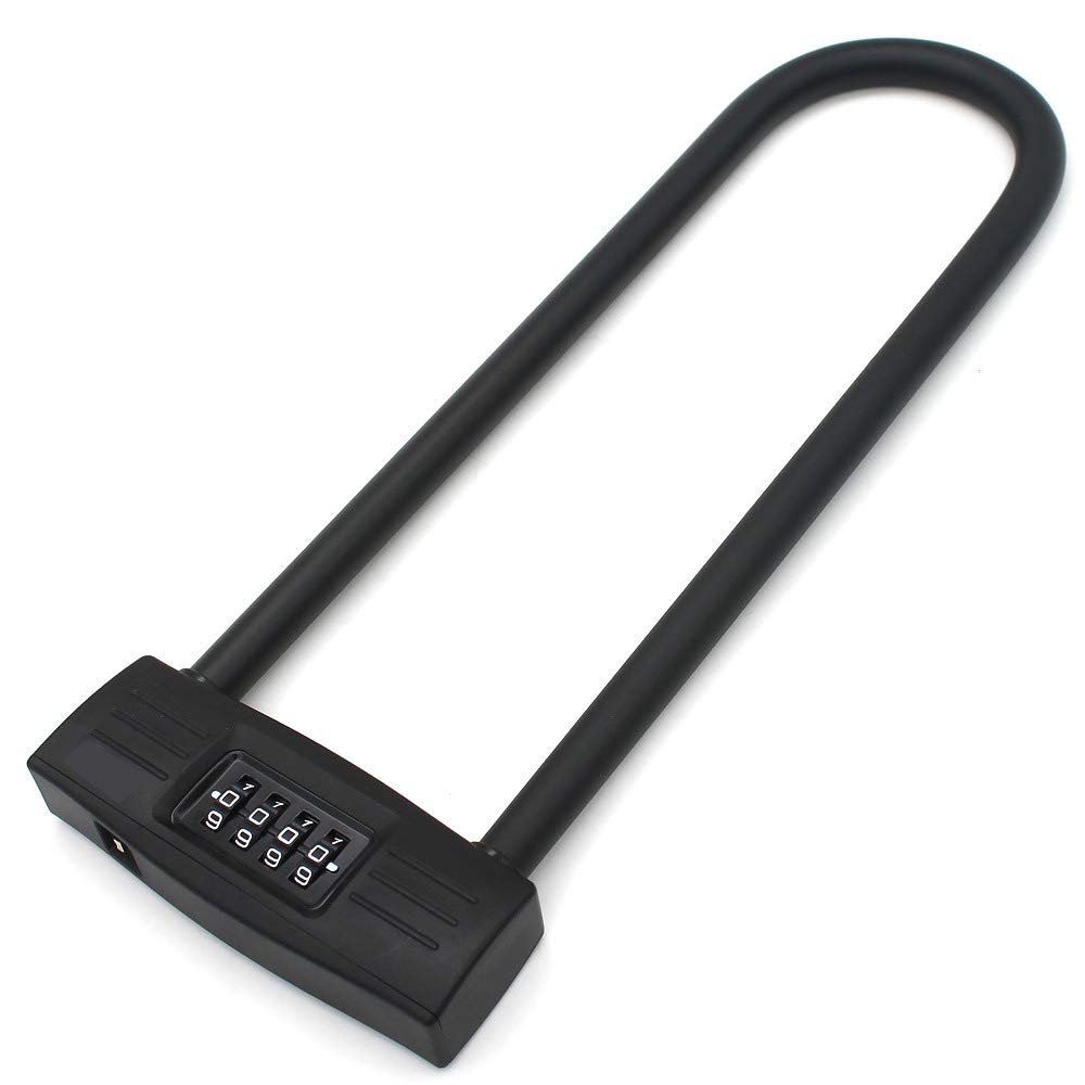 4 Digit U Lock Motorcycle Lock/Bike Lock - Resettable Combination U Lock/D Lock for Bicycles/Gate Lock - Secure Your Bike While eliminating The Need to Carry The Key. (Black)