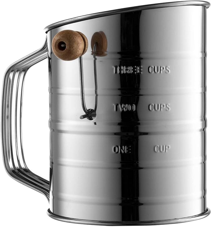 Photo 1 of Bellemain 3 Cup Flour Sifter for Baking Fine Mesh Rotary Hand Crank with Loop Agitator for Quick Sifting, Flour Sifter Stainlees Steel