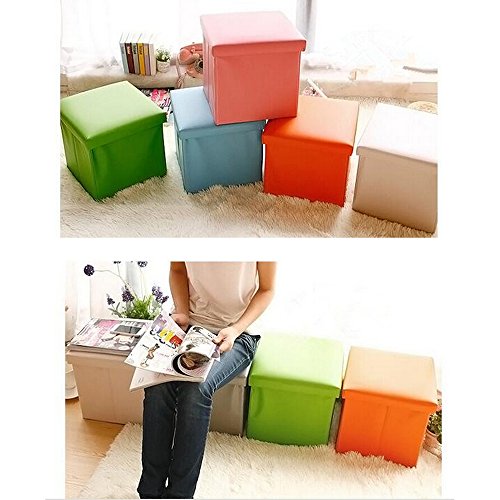 image for Geartist GOO1 Leather Folding Organizer Storage Ottoman Bench Footrest