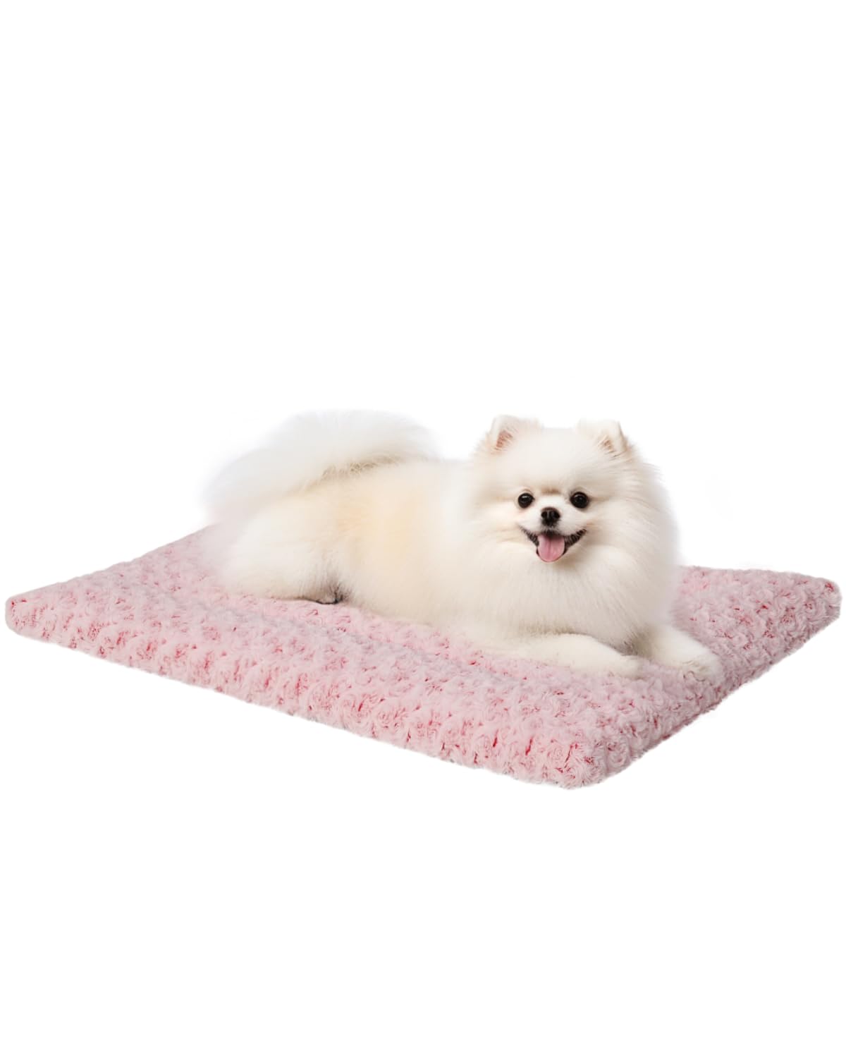Photo 1 of Washable Dog Bed Mat Crate Pad Soft Fluffy Pet Kennel Beds Dog Sleeping Mattress for Large Jumbo Medium Small Dogs, 29 x 18 Inch, Pink