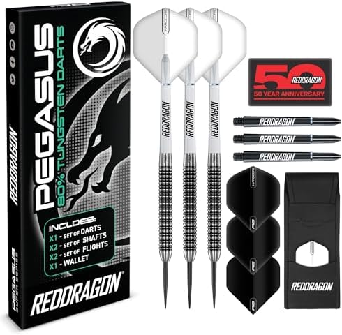 RED DRAGON Pegasus Tungsten Steeltip Darts Set 22g With Flights RED DRAGON Pegasus Tungsten Steeltip Darts Set 22g With Flights
