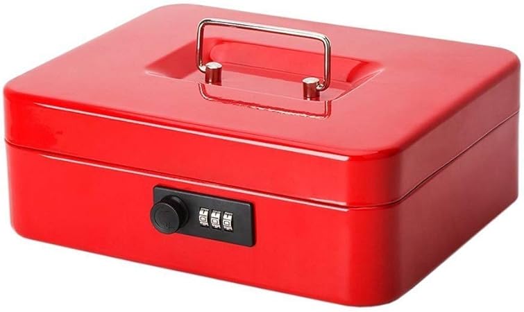 RMXMY Caja de almacenamiento de metal portátil de 30 cm Caja de dinero con cerradura de