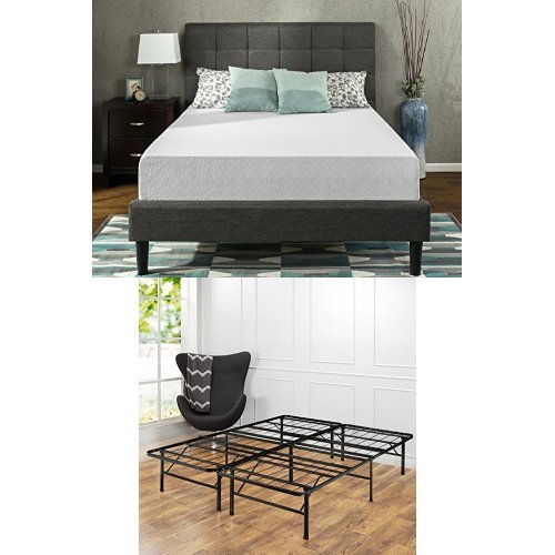 Zinus Set, Queen 12 Inch GelInfused Green Tea Memory Foam Mattress and